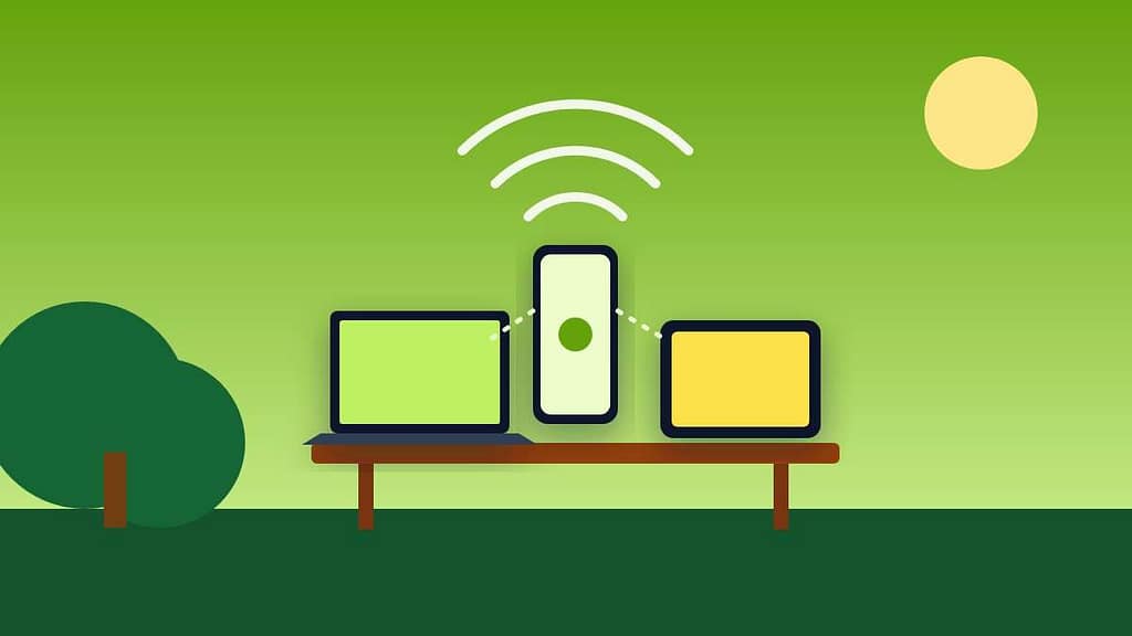 phone sharing a mobile hotspot with a laptop