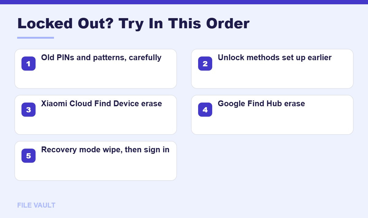 Redmi phone unlock options checklist
