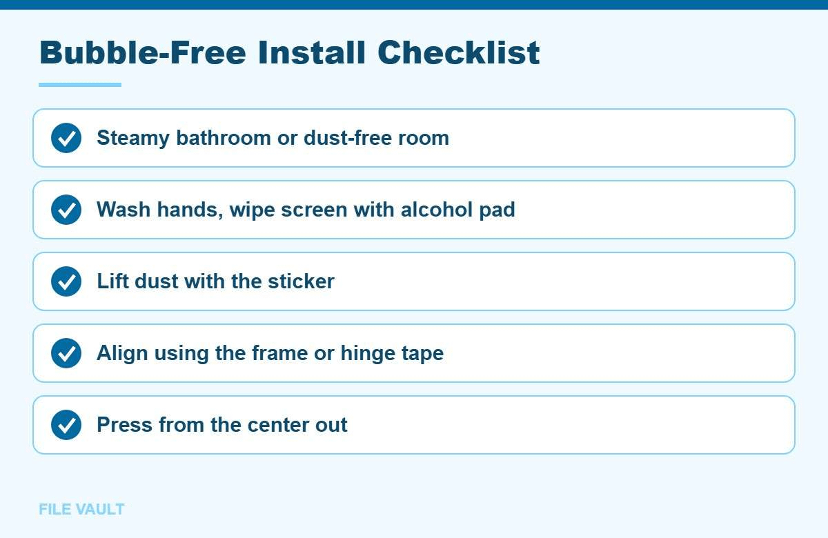 screen protector installation checklist